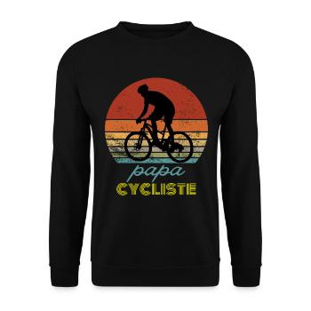 papa cycliste cadeau homme vélo VTT Homme - Sweat-shirt Unisexe - noir - Devant - Alina (178cm) & Michal (187cm)