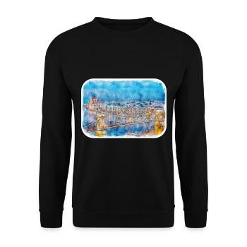 Budapest Ungarn Aquarell Skizze Illustration - Unisex Pullover - Schwarz - Vorne - Alina (178cm) & Michal (187cm)