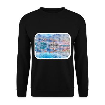 Slowenien Wahrzeichen Aquarell Skizze Illustration - Unisex Pullover - Schwarz - Vorne - Alina (178cm) & Michal (187cm)