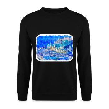 Autriche Aquarelle Esquisse Dessinée à la main Illustration - Sweat-shirt Unisexe - noir - Devant - Alina (178cm) & Michal (187cm)