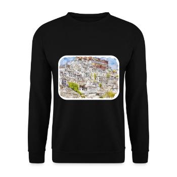 India Landmark Watercolor Sketch Paint Illustratio - Unisex Sweatshirt - black - Front - Alina (178cm) & Michal (187cm)