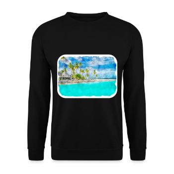 Maldives Watercolor Sketch Hand Drawn Illustration - Unisex Sweatshirt - black - Front - Alina (178cm) & Michal (187cm)