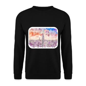 New York Usa Watercolor Sketch Drawing - Unisex Sweatshirt - black - Front - Alina (178cm) & Michal (187cm)