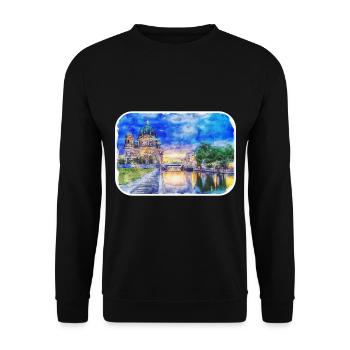 Berlin Allemagne Aquarelle Esquisse Dessinée Peinture - Sweat-shirt Unisexe - noir - Devant - Alina (178cm) & Michal (187cm)