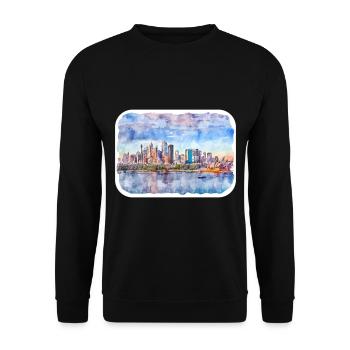 Sydney Australie Aquarelle Esquisse Dessinée Illustrat - Sweat-shirt Unisexe - noir - Devant - Alina (178cm) & Michal (187cm)