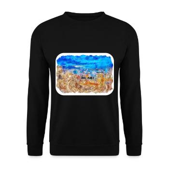 Cartagena Kolumbien Aquarell Skizze Gezeichnet Illustr - Unisex Pullover - Schwarz - Vorne - Alina (178cm) & Michal (187cm)