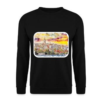 Dinde Aquarelle Esquisse Dessinée à la main Illustration - Sweat-shirt Unisexe - noir - Devant - Alina (178cm) & Michal (187cm)