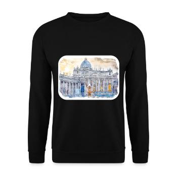 italie croquis aquarelle illustration dessinée à la main - Sweat-shirt Unisexe - noir - Devant - Alina (178cm) & Michal (187cm)