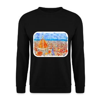 Florence Italie Aquarelle Sketch Illustration - Sweat-shirt Unisexe - noir - Devant - Alina (178cm) & Michal (187cm)