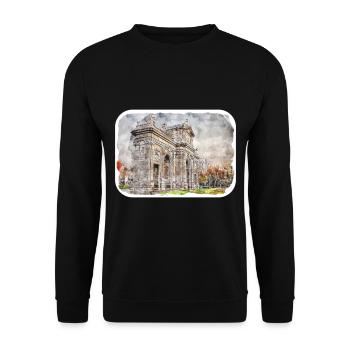 Madrid Espagne Aquarelle Esquisse Dessinée Peinture - Sweat-shirt Unisexe - noir - Devant - Alina (178cm) & Michal (187cm)
