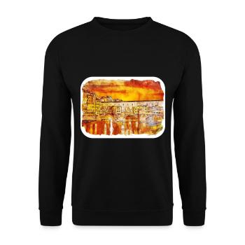 Florence Italie Aquarelle Esquisse Peinture Dessinée - Sweat-shirt Unisexe - noir - Devant - Alina (178cm) & Michal (187cm)