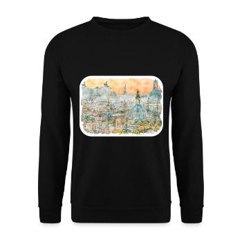 Rom Italien Aquarellskizze Gezeichnete Illustration - Unisex Pullover - Schwarz - Vorne - Alina (178cm) & Michal (187cm)