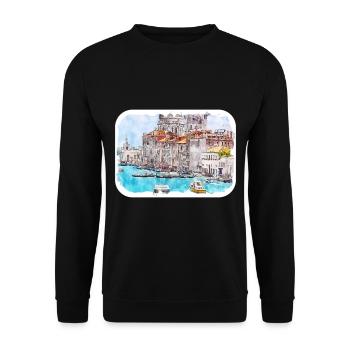 Europa Aquarellskizze Handgezeichnete Illustration - Unisex Pullover - Schwarz - Vorne - Alina (178cm) & Michal (187cm)