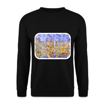 Busan South Korea Watercolor Sketch - Unisex Sweatshirt - black - Front - Alina (178cm) & Michal (187cm)