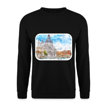 Italy Watercolor Sketch Hand Drawn Illustration - Unisex Sweatshirt - black - Front - Alina (178cm) & Michal (187cm)