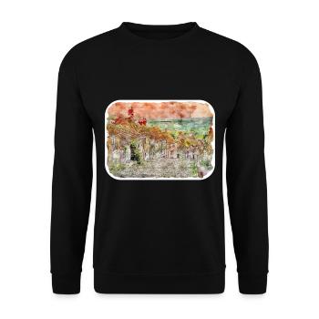 Angleterre Royaume-Uni Aquarelle Esquisse Dessinée à la main Peinture - Sweat-shirt Unisexe - noir - Devant - Alina (178cm) & Michal (187cm)