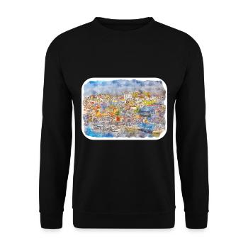Porto Portugal Watercolor Sketch Drawn Illustratio - Unisex Sweatshirt - black - Front - Alina (178cm) & Michal (187cm)