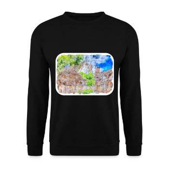 England UK Watercolor Sketch Drawn Illustration - Unisex Sweatshirt - black - Front - Alina (178cm) & Michal (187cm)