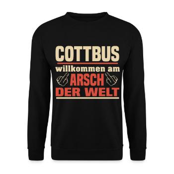 Arsch der Welt Cottbus - Unisex Pullover - Schwarz - Vorne - Alina (178cm) & Michal (187cm)