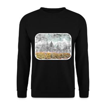Indonésie Aquarelle Esquisse Dessinée à la Main Peinture - Sweat-shirt Unisexe - noir - Devant - Alina (178cm) & Michal (187cm)