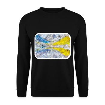 USA Aquarellskizze Handgezeichnete Illustration - Unisex Pullover - Schwarz - Vorne - Alina (178cm) & Michal (187cm)