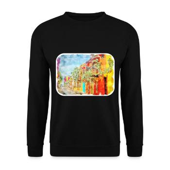 Cartagena Kolumbien Aquarell Skizze Gezeichnet Illustr - Unisex Pullover - Schwarz - Vorne - Alina (178cm) & Michal (187cm)