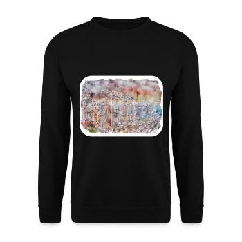 Rom Italien Aquarellskizze Gezeichnete Illustration - Unisex Pullover - Schwarz - Vorne - Alina (178cm) & Michal (187cm)