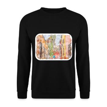 San Miguel De Allende Mexique Aquarelle Esquisse Dra - Sweat-shirt Unisexe - noir - Devant - Alina (178cm) & Michal (187cm)