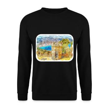 Cartagena Kolumbien Aquarell Skizze Gezeichnet Illustr - Unisex Pullover - Schwarz - Vorne - Alina (178cm) & Michal (187cm)