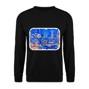 USA Aquarellskizze Handgezeichnete Illustration - Unisex Pullover - Schwarz - Vorne - Alina (178cm) & Michal (187cm)