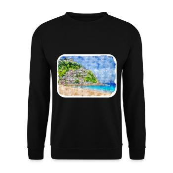San Sebastian Croatia Watercolor Sketch Drawn Illu - Unisex Sweatshirt - black - Front - Alina (178cm) & Michal (187cm)