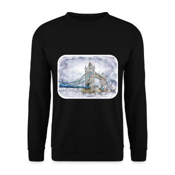 Uk Wahrzeichen Aquarell Skizze Gemälde Illustratio - Unisex Pullover - Schwarz - Vorne - Alina (178cm) & Michal (187cm)