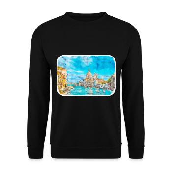 Italy Watercolor Sketch Hand Drawn Illustration - Unisex Sweatshirt - black - Front - Alina (178cm) & Michal (187cm)