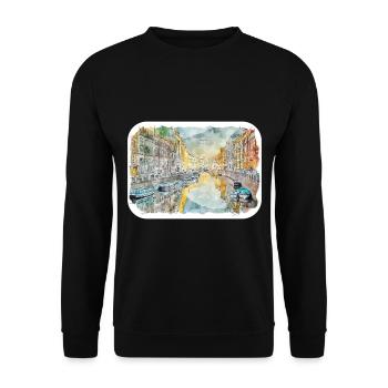 St. Petersburg Russland Aquarellskizze gezeichnet Abbus - Unisex Pullover - Schwarz - Vorne - Alina (178cm) & Michal (187cm)