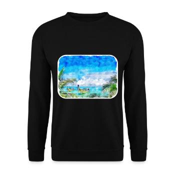 Thaïlande Aquarelle Esquisse Dessinée à la Main Illustration - Sweat-shirt Unisexe - noir - Devant - Alina (178cm) & Michal (187cm)