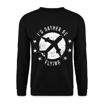 I'd Rather Be Flying T-shirt Design For Proud - Unisex Pullover - Schwarz - Vorne - Alina (178cm) & Michal (187cm)