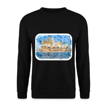Australie Aquarelle Esquisse Dessinée à la Main Peinture - Sweat-shirt Unisexe - noir - Devant - Alina (178cm) & Michal (187cm)