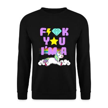 Fuck You I'm A Unicorn Equality Clouds Coloré - Sweat-shirt Unisexe - noir - Devant - Alina (178cm) & Michal (187cm)