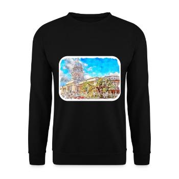 Habana Kuba Aquarell Skizze Gezeichnete Illustration - Unisex Pullover - Schwarz - Vorne - Alina (178cm) & Michal (187cm)