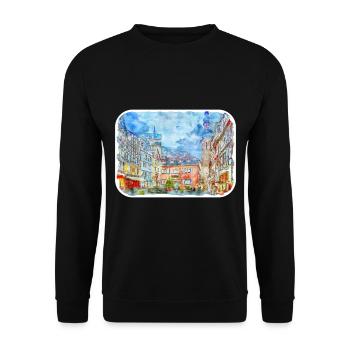Allemagne Aquarelle Esquisse Dessinée à la main Illustration - Sweat-shirt Unisexe - noir - Devant - Alina (178cm) & Michal (187cm)
