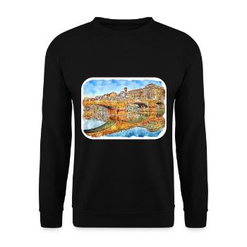Florence Italie Aquarelle Esquisse Peinture Dessinée - Sweat-shirt Unisexe - noir - Devant - Alina (178cm) & Michal (187cm)