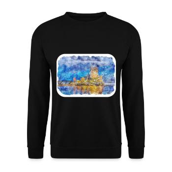 Scotland UK Watercolor Sketch Painting Illustratio - Unisex Sweatshirt - black - Front - Alina (178cm) & Michal (187cm)