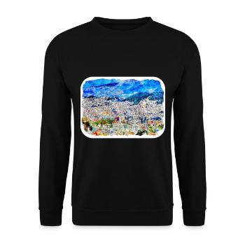 Quito Équateur Aquarelle Dessin Illustration - Sweat-shirt Unisexe - noir - Devant - Alina (178cm) & Michal (187cm)