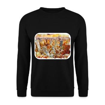 USA Aquarellskizze Handgezeichnete Illustration - Unisex Pullover - Schwarz - Vorne - Alina (178cm) & Michal (187cm)