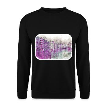 Amsterdam Netherlands Watercolor Sketch Drawing - Unisex Sweatshirt - black - Front - Alina (178cm) & Michal (187cm)