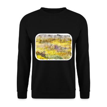Tuscany Italy Watercolor Sketch Illustration - Unisex Sweatshirt - black - Front - Alina (178cm) & Michal (187cm)