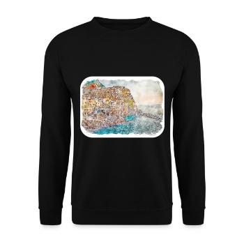Cartagena Kolumbien Aquarell Skizze Gezeichnet Illustr - Unisex Pullover - Schwarz - Vorne - Alina (178cm) & Michal (187cm)