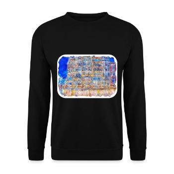 Niederlande Aquarell Skizze gezeichnete Illustration - Unisex Pullover - Schwarz - Vorne - Alina (178cm) & Michal (187cm)
