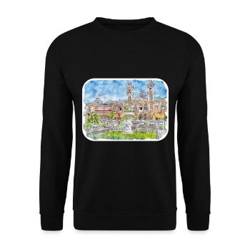 San Sebastian Spain Watercolor Sketch Illustration - Unisex Sweatshirt - black - Front - Alina (178cm) & Michal (187cm)