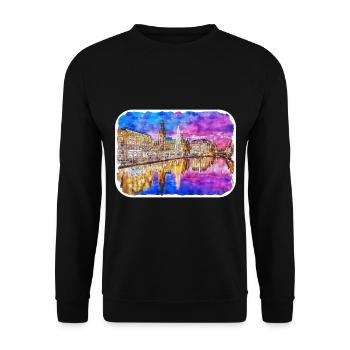 Allemagne Aquarelle Esquisse Dessinée à la main Illustration - Sweat-shirt Unisexe - noir - Devant - Alina (178cm) & Michal (187cm)